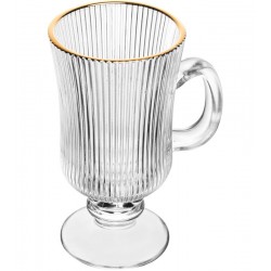 Caneca 240ml Para Cappuccino De Vidro Com Fio De Ouro Lines